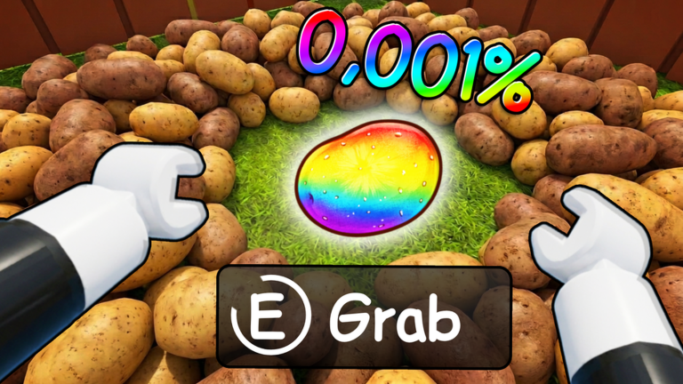 Official thumbnail: a rainbow potato and an E Grab prompt.